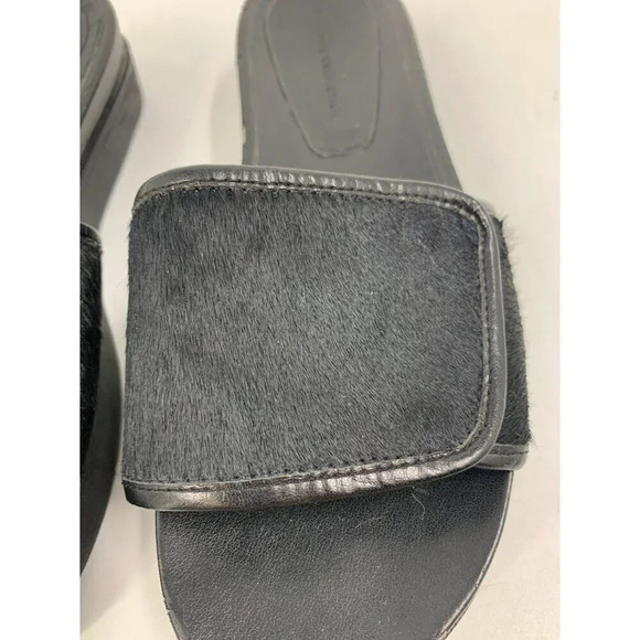 Zara Women's Furry Adjustable Strap Small Platform Slides Size 6.5 - Picture 10 of 16